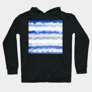 Abstract Watercolor Stripes in Blue Hoodie
